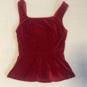 Fitted Red Peplum Sleeveless Tank Top